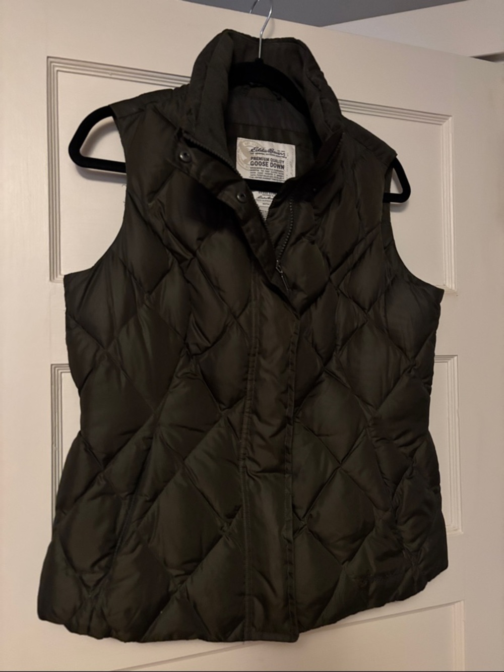 Eddie Bauer Quilted Down Vest - Olive Green M
